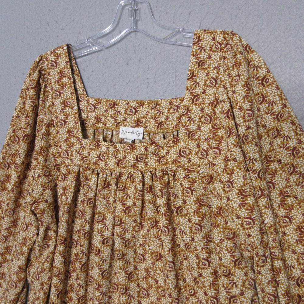 Wonderly Top Plus 1X Floral Top Balloon Sleeve Boho Prairie Cottage Autumn NWT